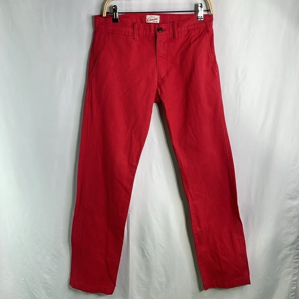 Lands End red canvas, flat front khakis